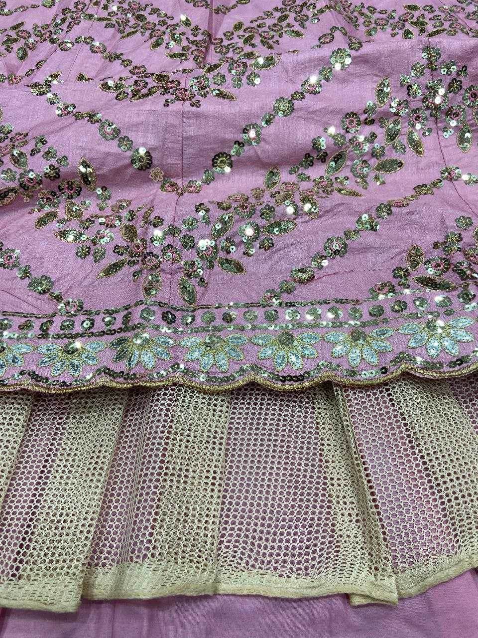 Chinon Silk Thread Work Sequins Lehenga With Cancan - MYLUXURY LANE ENTERPRISE